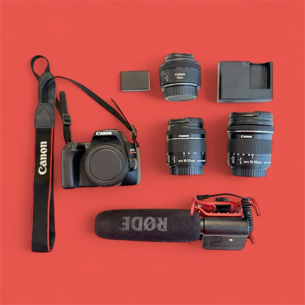 Canon SL3 Camera + Lens Bundle + Rode VideoMic